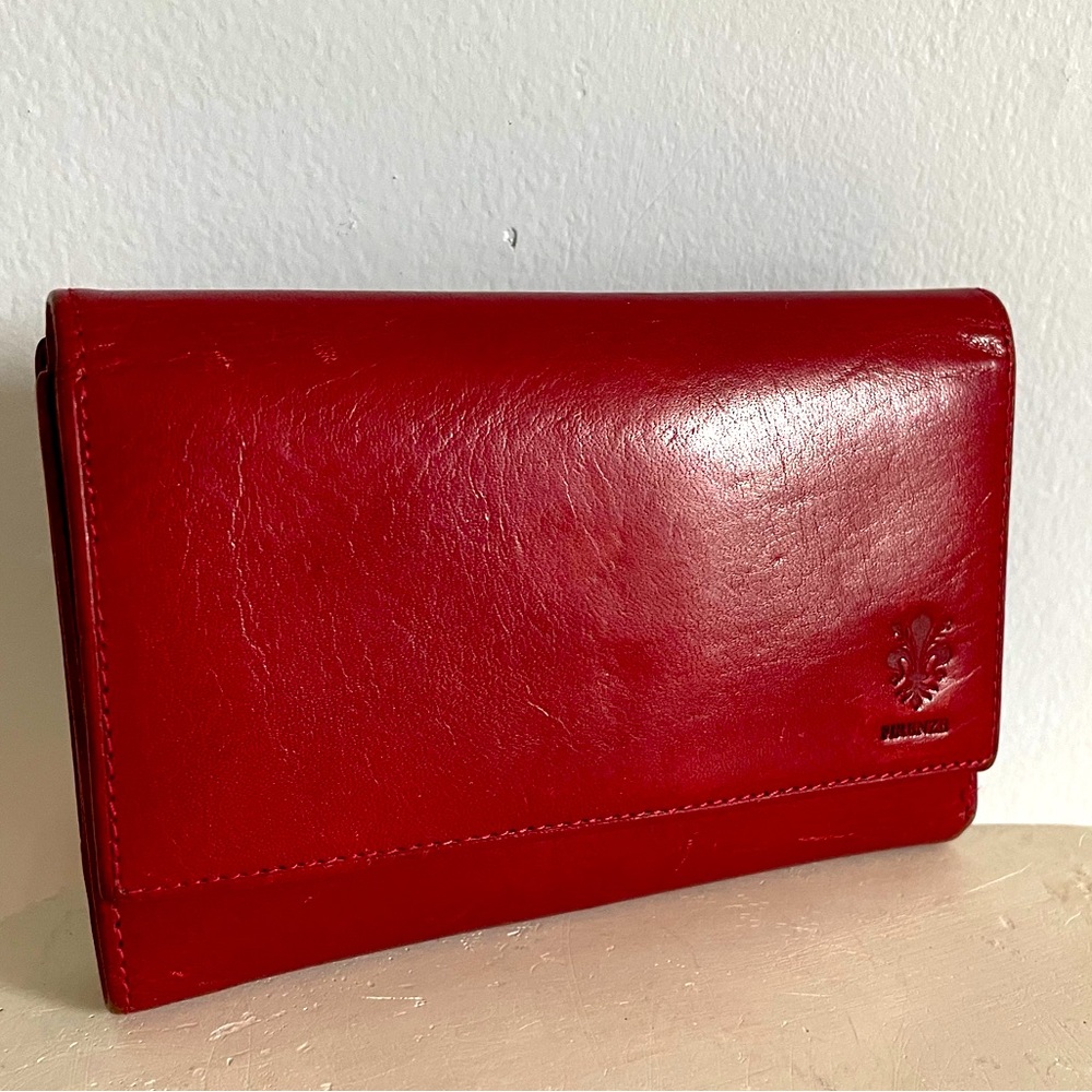 Vera Pelle Burgundy Red Leather Trifold Wallet